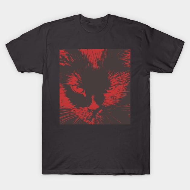 Abstract angry cat. The muzzle of a sullen cat close-up T-Shirt by EvgeniiV